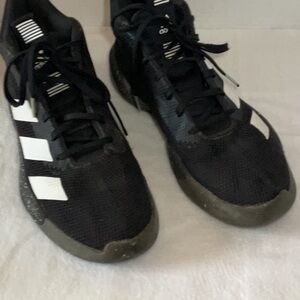 Adidas Black and White Athletic Shoes with Mesh Upper